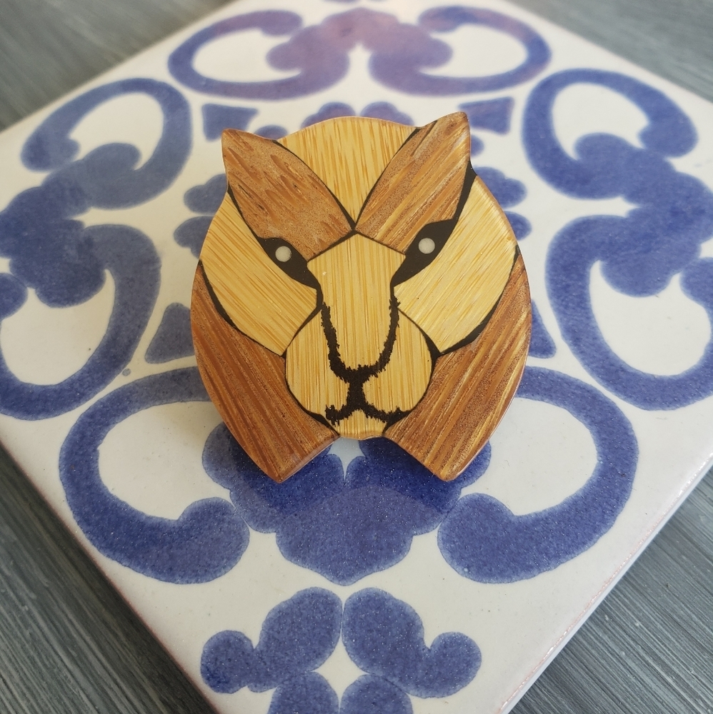 Vintage 1970s wood tiger king pin
